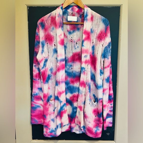 Zadig & Voltaire Addison Tie Dyed Cardigan Sweater 100% Cashmere - Picture 4 of 7